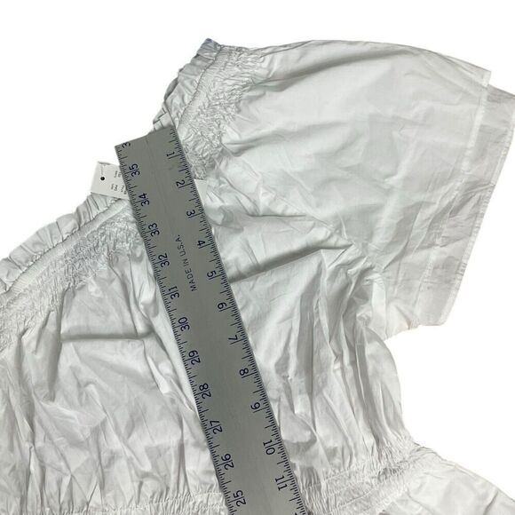 J. Crew Women’s XS White Smocked Cotton Poplin One Shoulder Dress BR403 Pockets - Picture 4 of 12